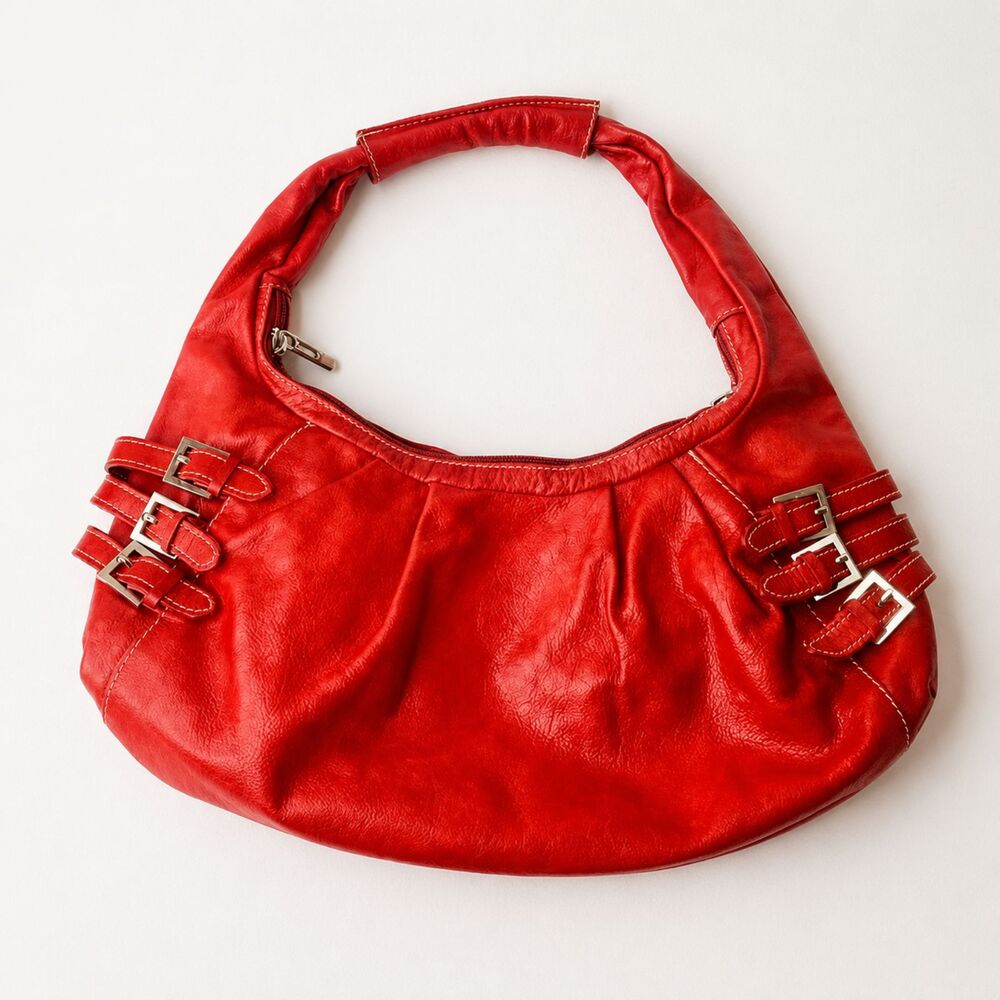 Daniela Moda Genuine Leather Red Handbag Italian Vera Pelle Slouchy Purse boho
